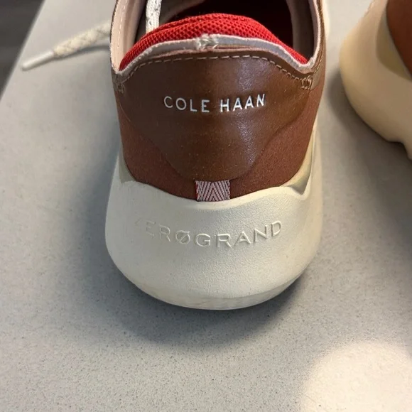 Cole Haan men’s ZeroGrand Sneakers - Cream and Red size 11 - Picture 2 of 3